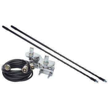 61 cm Dual CB Antenna with Brackets and Cable - Black