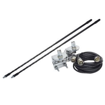 Dual CB Antenna with Brackets and Cable - 91.4 cm - Black