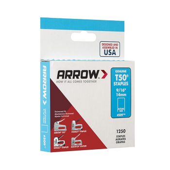 Agrafes plates 14 mm (9/16") pour agrafeuse ARROW T50 - Paquet de 1250