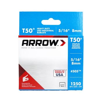 8 mm (5/16") Flat Staples for ARROW T50 Staple Gun - 1250 Pack