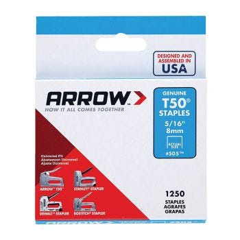 Agrafes plates 8 mm (5/16") pour agrafeuse ARROW T50 - Paquet de 1250