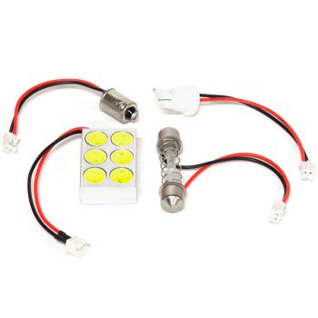 6 LED Ceiling Light Bulb - BA9S - T10 Base - 12 VDC - White - Pack of 2
