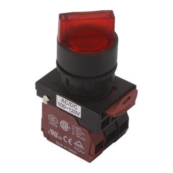 Interrupteur rotatif Illuminé - 1 position 45° - N.O/NF - Rouge