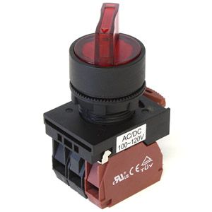 Interrupteur rotatif momentané avec témoin lumineux 110-120 VAC - Rouge