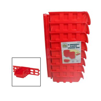 Storage Bin with Wall Bracket - Red - 8-Pack
