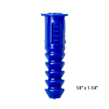 Plastic Anchor for # 8 - # 10 Screws - Blue - Pack of 100
