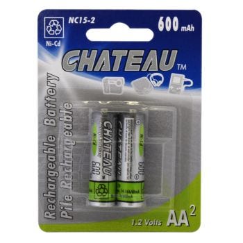 AA Ni-Cd Rechargeable Battery - 1.2 V - 600 mAh - 2-Pack