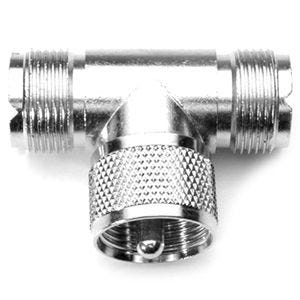 T Adaptor Uhf Male To Double Uhf Female