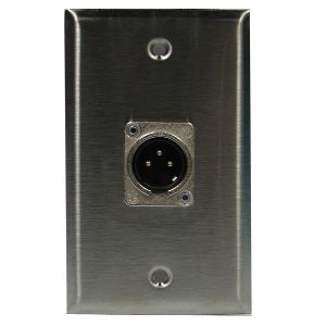 Wall Plate with 1 x 3 Pin Male XLR Socket - Stainless Steel