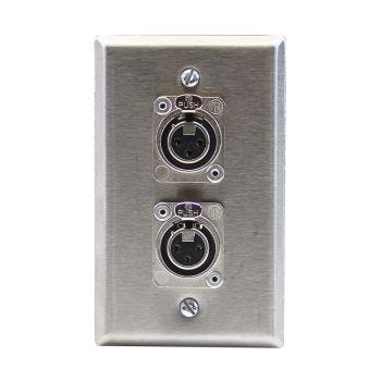 Wall Plate with 2 x 3-Pin Female XLR Sockets - Stainless Steel