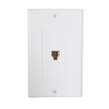 Decora 4-Conductor RJ11 Telephone Jack Wall Plate - White
