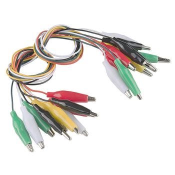 21-Inch Jumper Cables with 2.5-inch Alligator Clips - 10-Pack