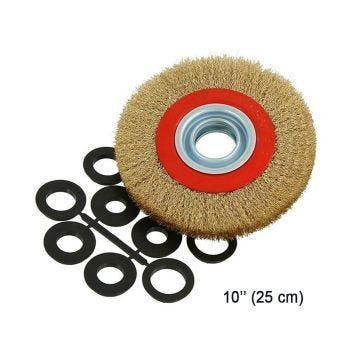 Steel Wire Wheel Brush with Adapter Rings - 10″