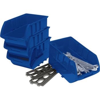 Set of Storage Bins with Mounting Rails - 6 Pieces