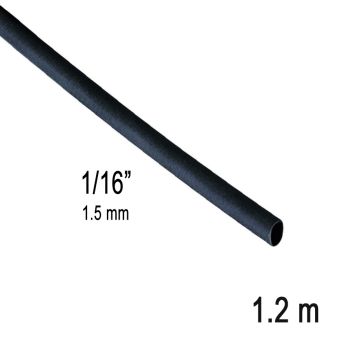 Heat Shrink Tube - 1.5 mm (1/16″) - Ratio 2:1 -  1.2 m - Black
