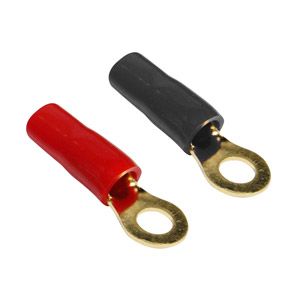 Terminal à anneau plaqué or - Vis #10 - 10-8 AWG - Noir/Rouge - 5 paires