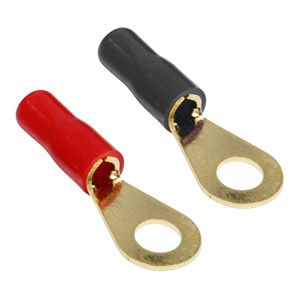 Terminal anneau 1/4'' - 8-10 AWG - Plaqué or - Noir/Rouge - 5 paires