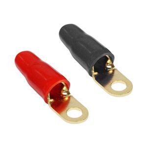 Terminal à anneau plaqué or - Vis #8 - 8-6 AWG - Noir/Rouge - 5 paires
