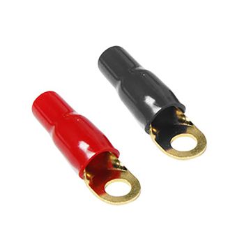 Terminal à anneau plaqué or - Vis #1/4" - 6-4 AWG - Noir/Rouge - 5 paires