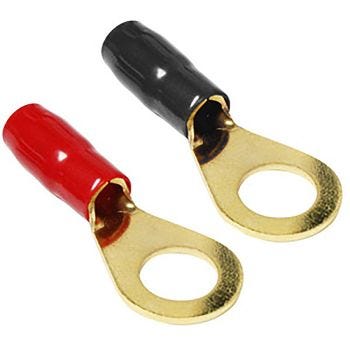 Terminal anneau 1/2'' - 4-6 AWG - Plaqué or - Noir/Rouge - 5 paires