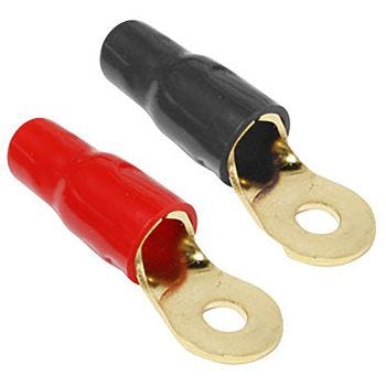 Terminal à anneau plaqué or - Vis #1/4″  - 4-2 AWG - Noir/Rouge - 5 paires