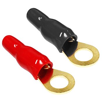 Terminal à anneau plaqué or - Vis #3/8 - 4-2 AWG - Noir/Rouge - 5 paires