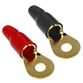 Terminal à anneau plaqué or - Vis #5/16″ - 2 AWG - Noir/Rouge - 5 paires