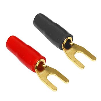 Gold Plated Spade Terminal - #8 Screw - 10-12 AWG - Black/Red - 5 pairs