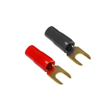 Spade Terminal - Screw #10 - Gold Plated - 8/10 AWG - Black and Red - 5 Pairs