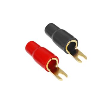 Gold Plated Spade Terminal - #6 Screw - 4-2 AWG - Black/Red - 5 pairs