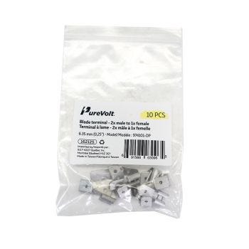 Terminal à lame 2x mâle/1x femelle - .250″ - Paquet de 10