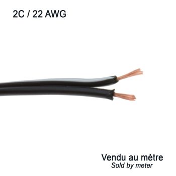 Fil de haut-parleur 2C/22AWG - Noir/Blanc - Vendu au mètrere