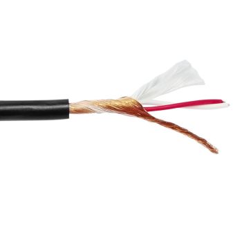 Câble de fils multibrin - 2C/24 AWG - Blindé - Noir - Vendu au mètre