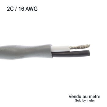 2C/16 AWG Tinned Copper Stranded Wire Cable - FT4 - Grey - Sold by Meter