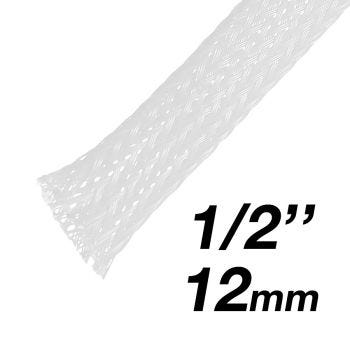 PET Expandable Braided Sleeving - 12mm (1/2″) Diameter - 10m-  White