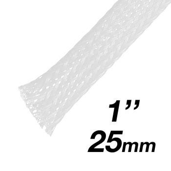 PET Expandable Braided Sleeving - 25 mm (1″) Diameter - 10m - White
