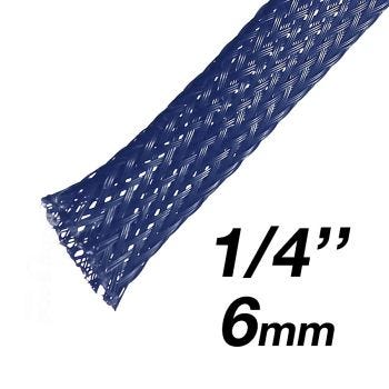 PET Expandable Braided Sleeving - 6mm (1/4″) Diameter - 10m - Blue
