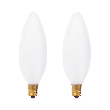 Ampoule chandelier B10 - 130 V - 25 W - E12 - Givré - Paquet de 2
