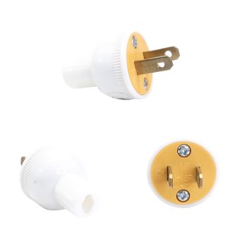 Fiche ronde NEMA 1-15P pour fil 14/2 - 125V - 15A - Blanc