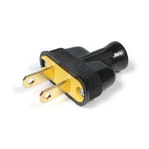 Fiche électrique mâle non-polarisé - 2 fils - 125V - 15A - Noir