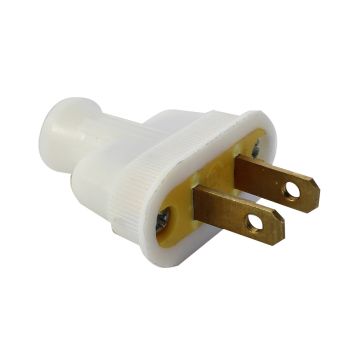 2-Wire AC Male Plug for 16/2 Wire - 125V - 15A - White