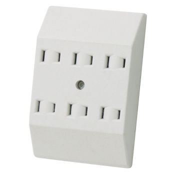 Adaptateur mural à 6 prises - 15 A - 125 V - Blanc
