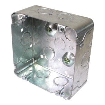 Boîte électrique carré - 4-11/16″ X 4-11/16″ X 2-1/8″ (119 mm X 119 mm X 54 mm) - Acier
