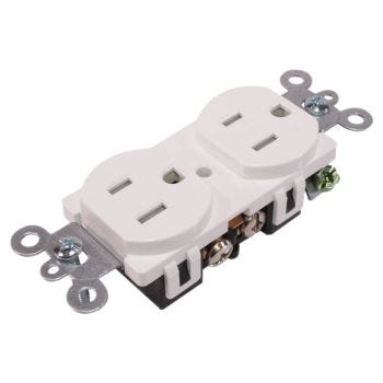 Prise murale double inviolable - 125 V - 15 A - Blanc