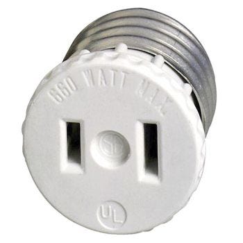 Adaptateur de douille LEVITON avec prise NEMA 1-15R - 125V/15A - Blanc