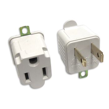 Adaptateur de prise mise à la terre 2 pôles à 3 pôles - 125 V - 15 A - Paquet de 2