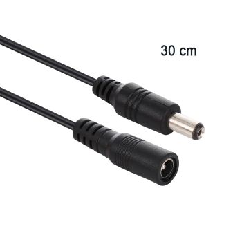 2.1 mm Male to 2.1 mm Female Extension Cable - 30 cm