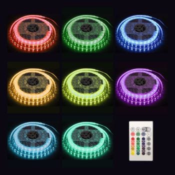 Bande lumineuse DEL avec télécommande - 12V - 60 DEL/m - RVB - 5m