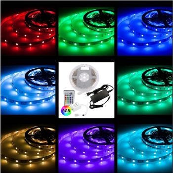 Flexible LED Strip with Remote Control - 12 V - 60 LEDs/m - IP67 - RGB - 5 m