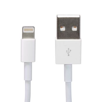 USB Male to Lightning Male Cable - White - 1 m